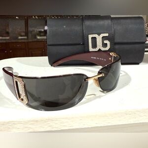 Dolce & Gabbana Black and Gold Shield Sunglasses